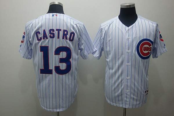 Cubs #13 Starlin Castro Stitched White MLB Jersey - Click Image to Close